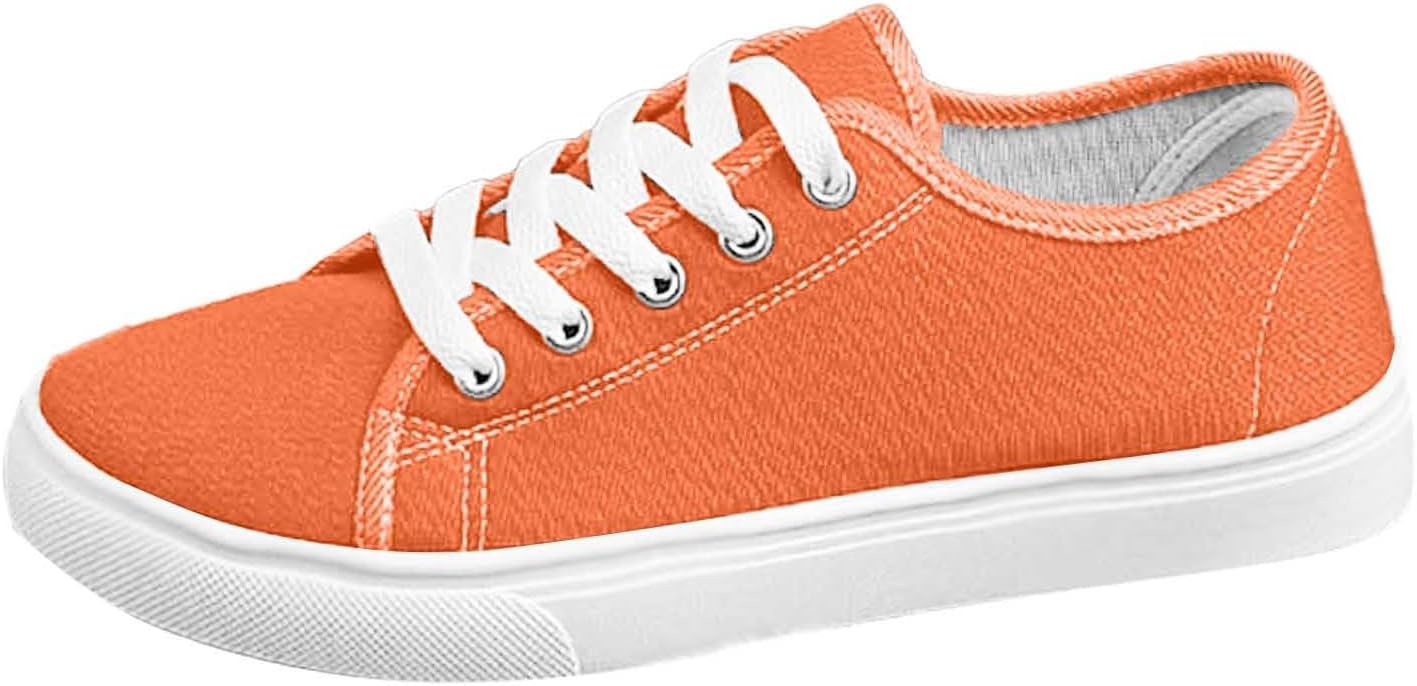 

Женские повседневные кеды из ткани Модные ботинки на шнуровке Комфортные плоские дышащие для повседневной носки Generic, оранжевый