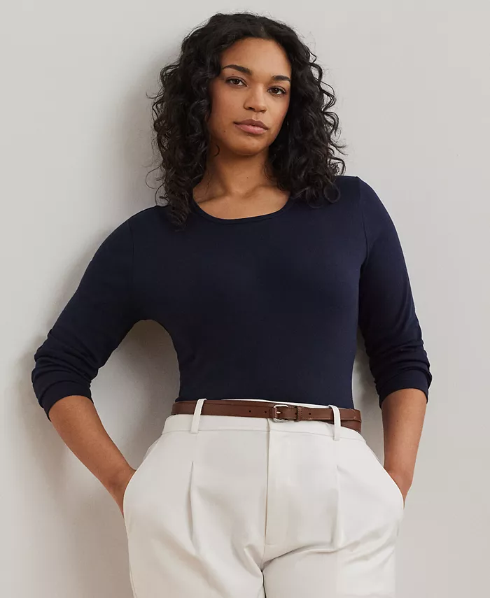 

Топ с длинными рукавами из хлопковой смеси, XS-3X Lauren Ralph Lauren
