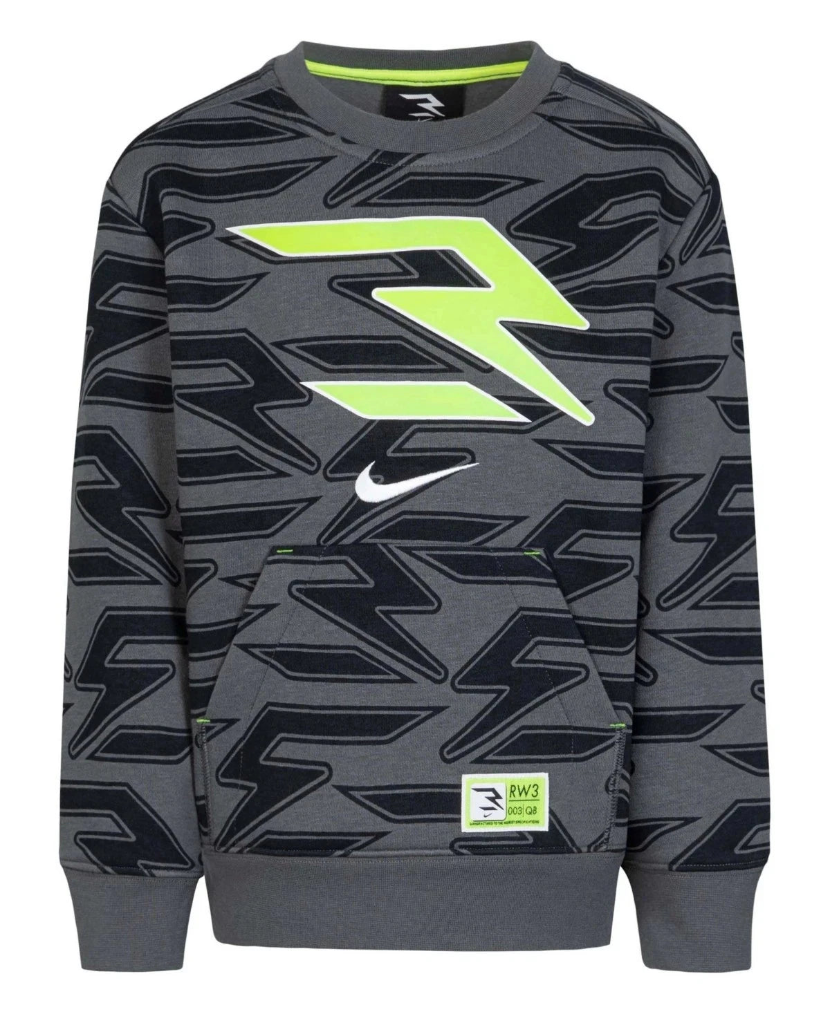 

Детская толстовка Nike 3brand By Russell Wilson, серая, хлопковая, с круглым вырезом, RED616