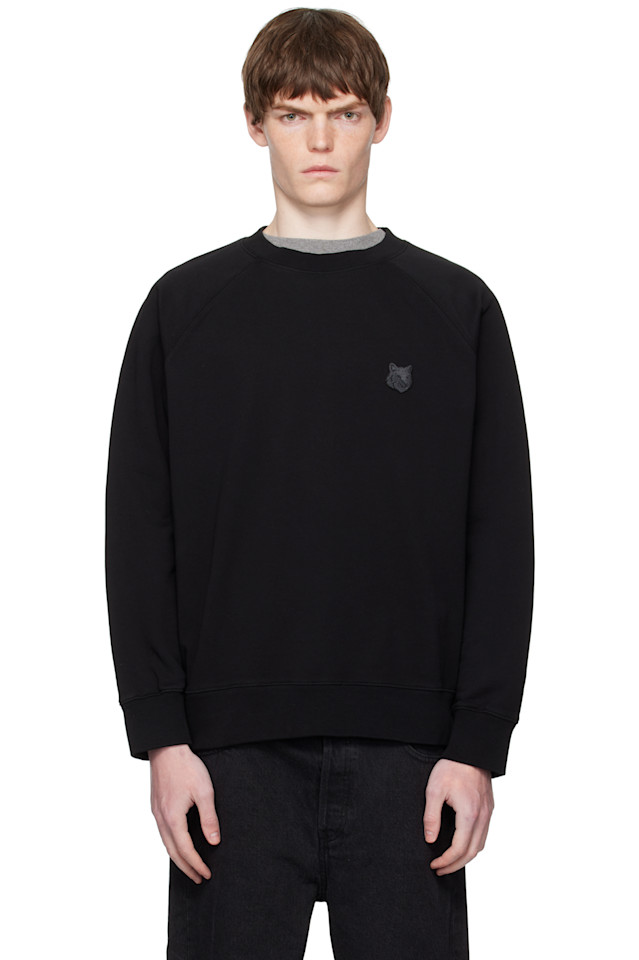 

Свитшот оверсайз с вышивкой лисьей головы Maison Kitsuné, черный