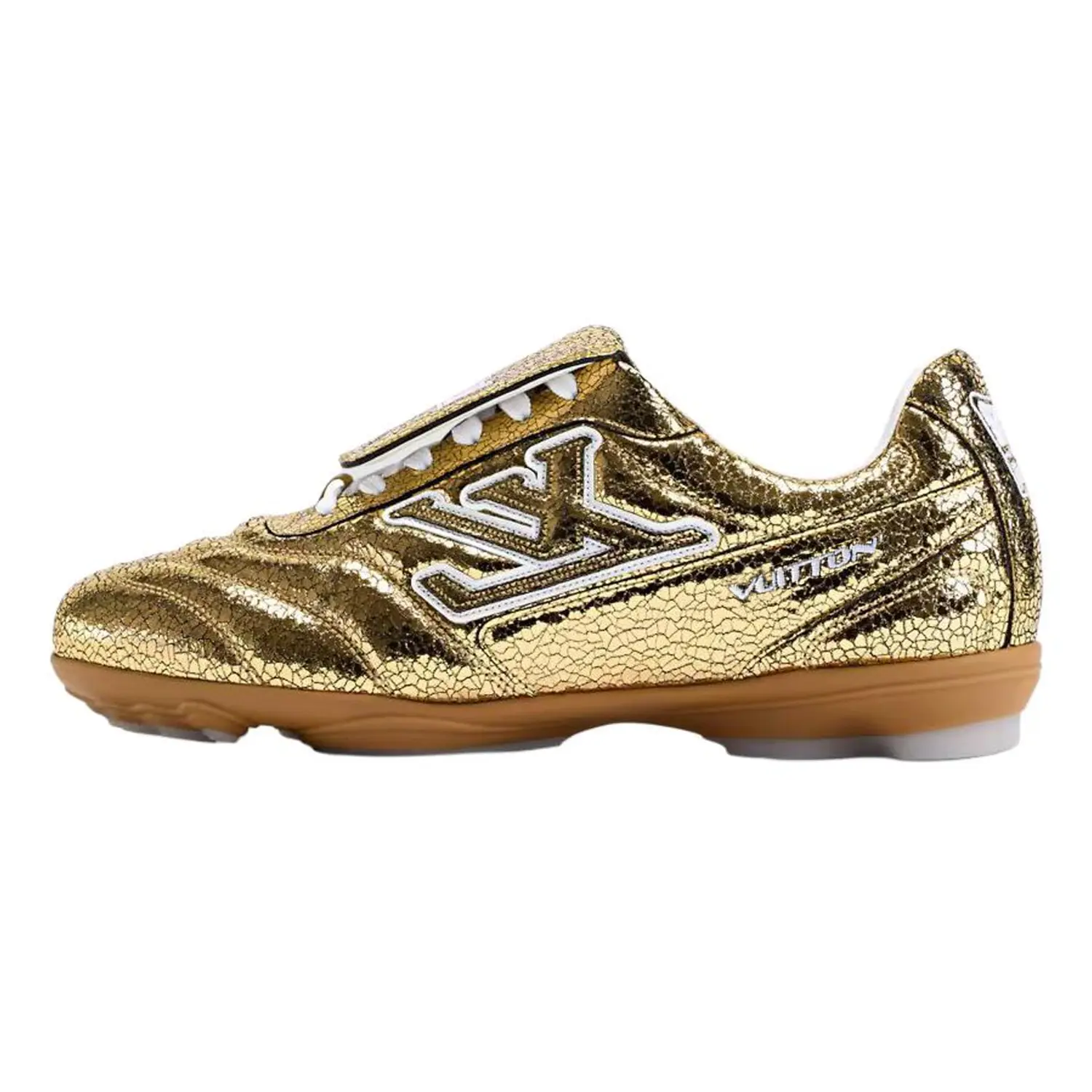 

Louis Vuitton Футбольные кроссовки Footprint Soccer Golden King из телячьей кожи, низкие, повседневные, унисекс, золотистые