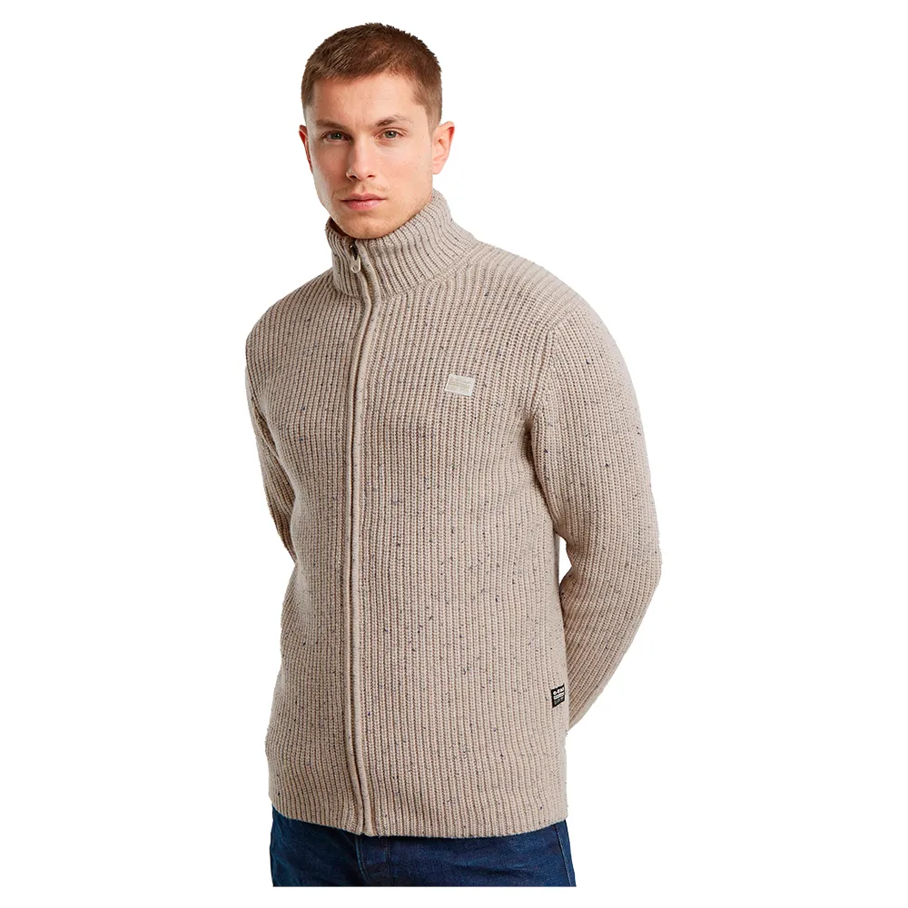 

Свитер G-Star Double Collar full zip, бежевый