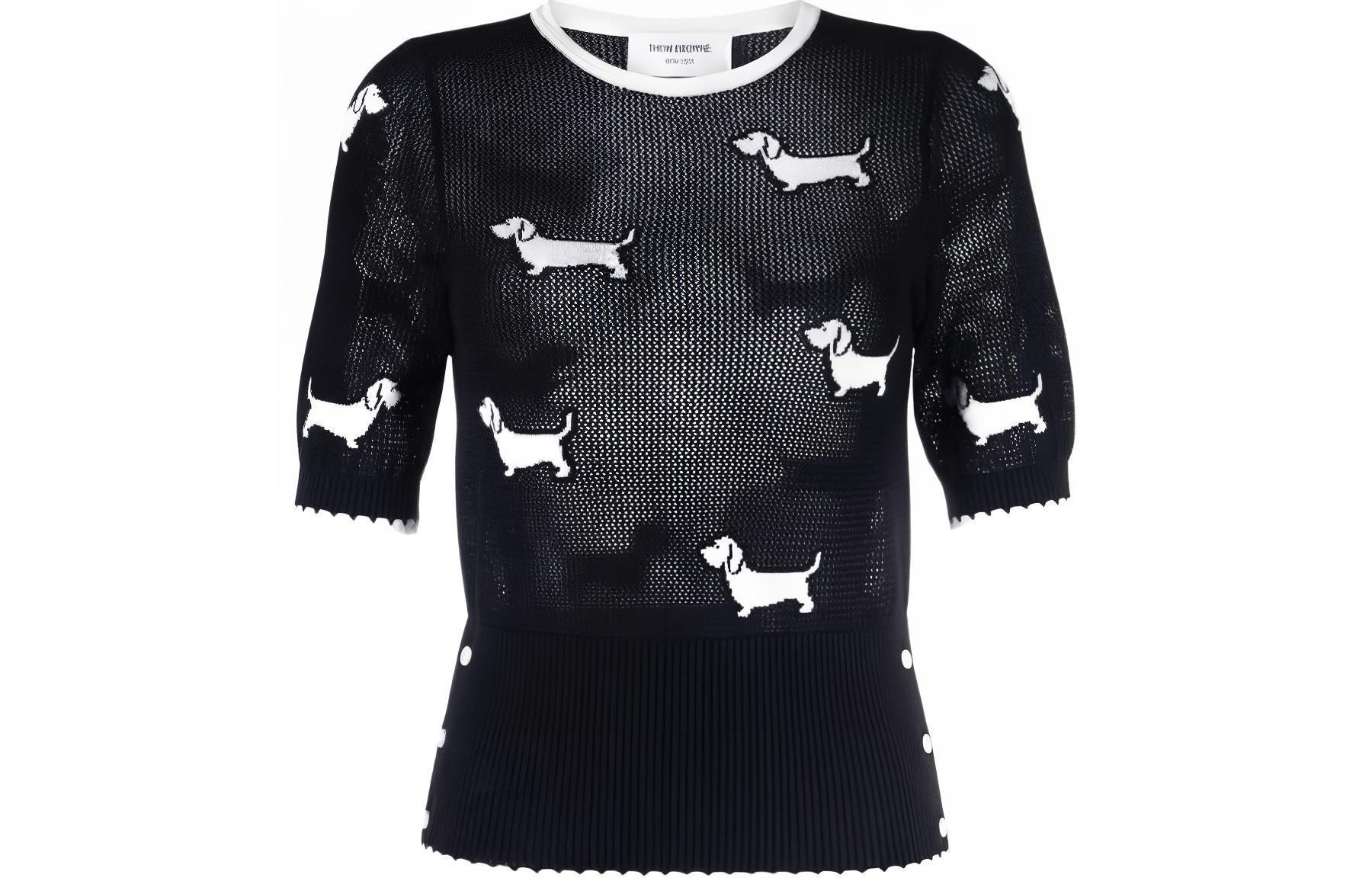 

Топ Hector Icon Knit с круглым вырезом THOM BROWNE, черный