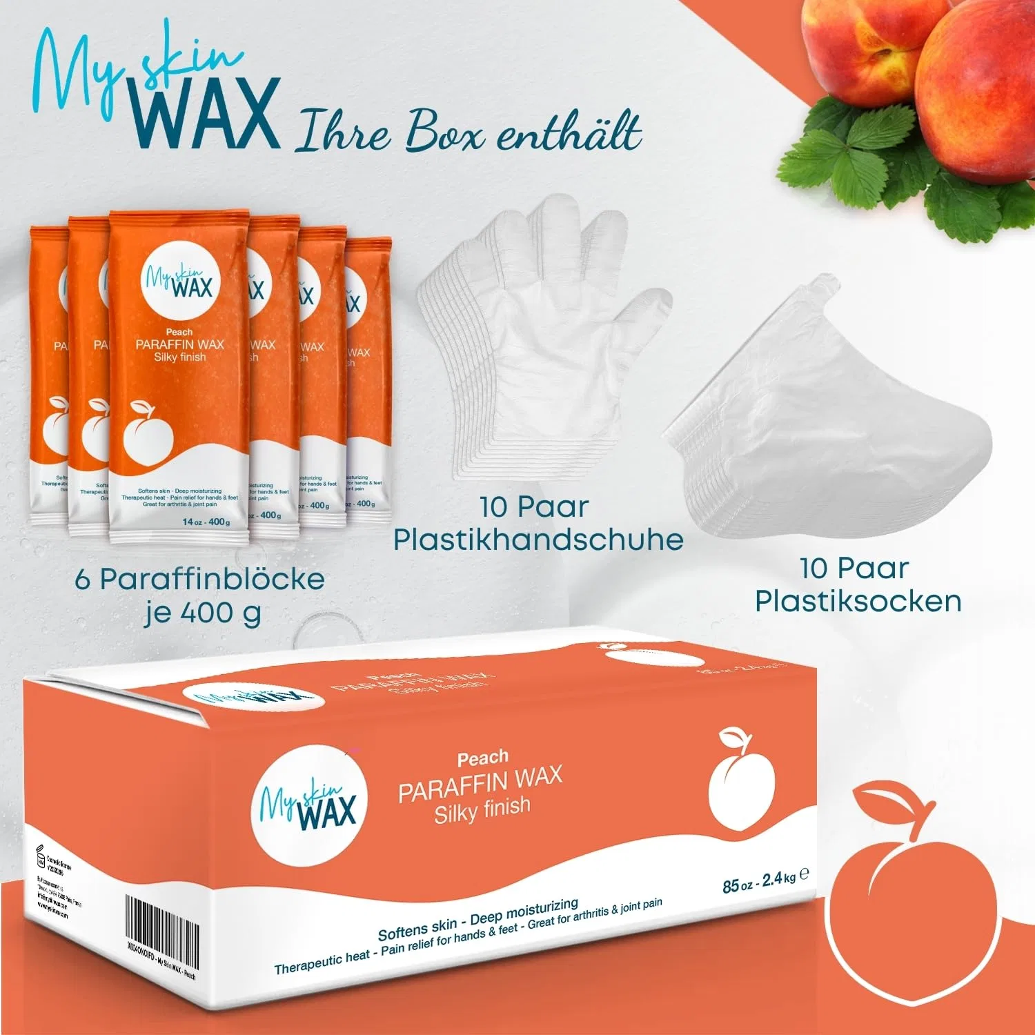 Набор парафинового воска Maxi Pack, 6 блоков по 400 г, с ароматом персика My Skin Wax, Peach — фото 2