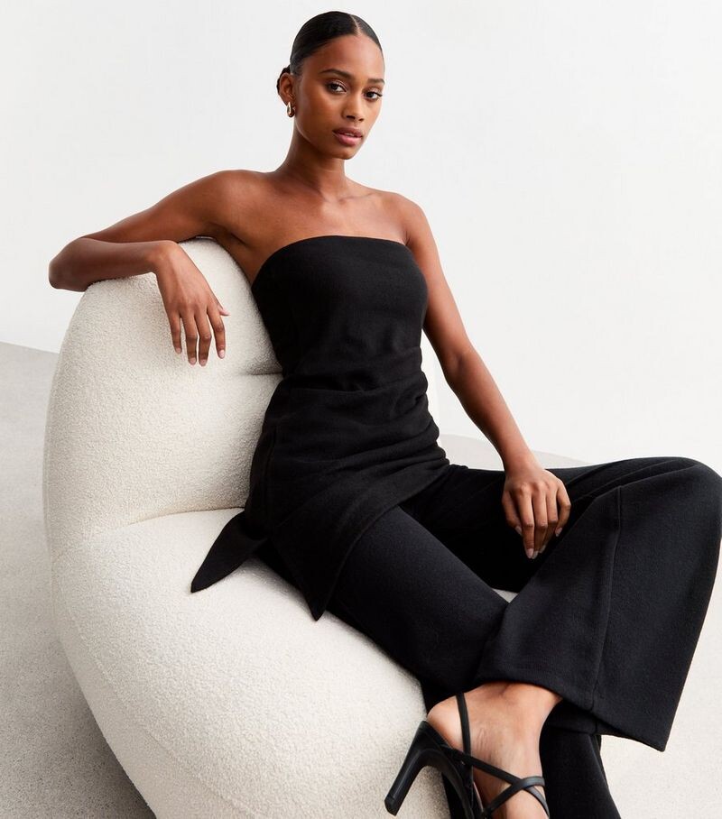 

Черный топ с асимметричной грудью Soft Touch New Look, черный