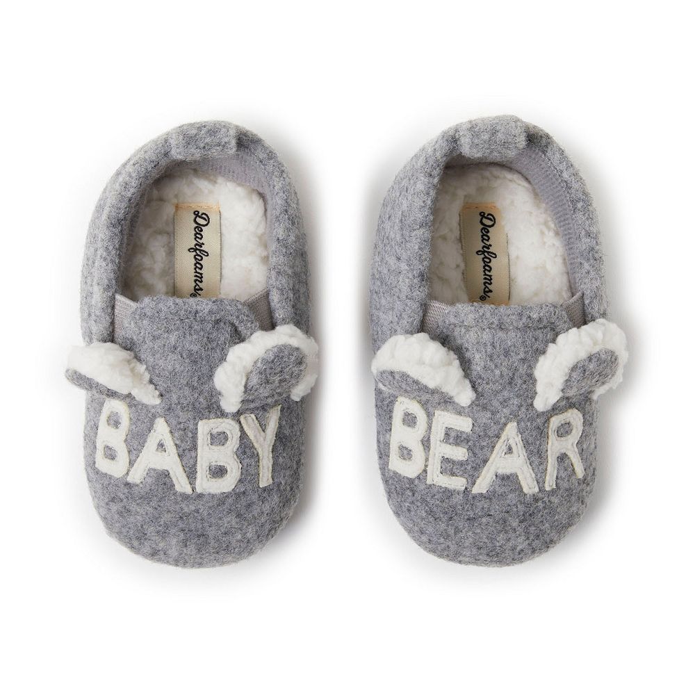 

Семейные потертые тапочки Dearfoams Casey Baby Bear, цвет Light Heather Gray