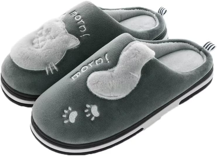 

Мужские и женские домашние хлопковые тапочки Zonkacen с милым мультяшным котом, темно-зеленый