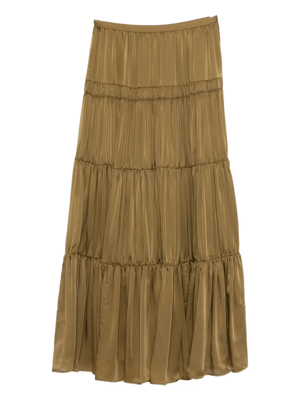 

Шелковая многоярусная юбка силуэта А-линией Ulla Johnson, зеленый