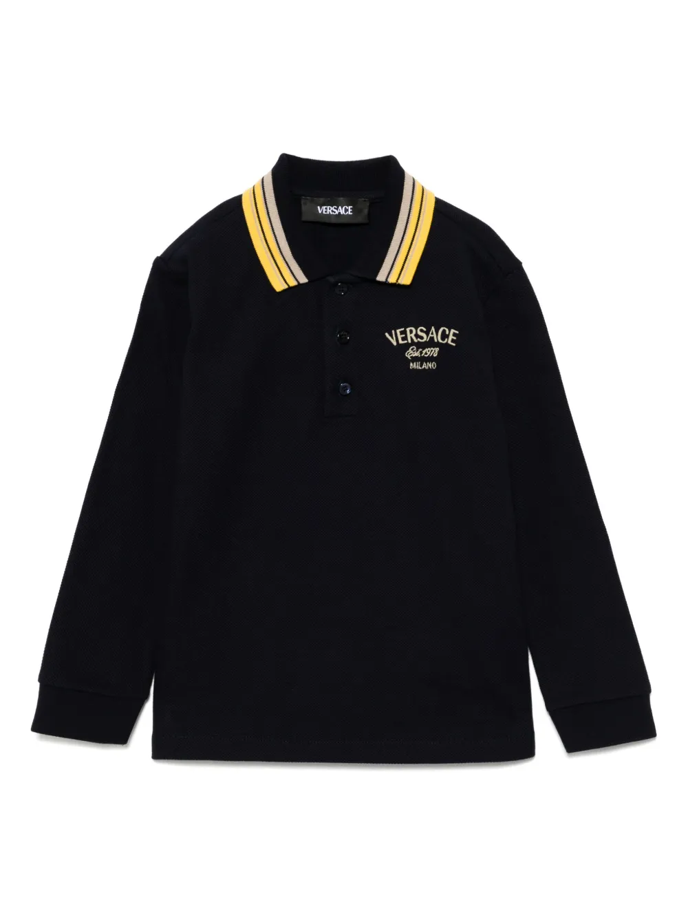 

Рубашка поло с вышитым логотипом Versace Kids, синий