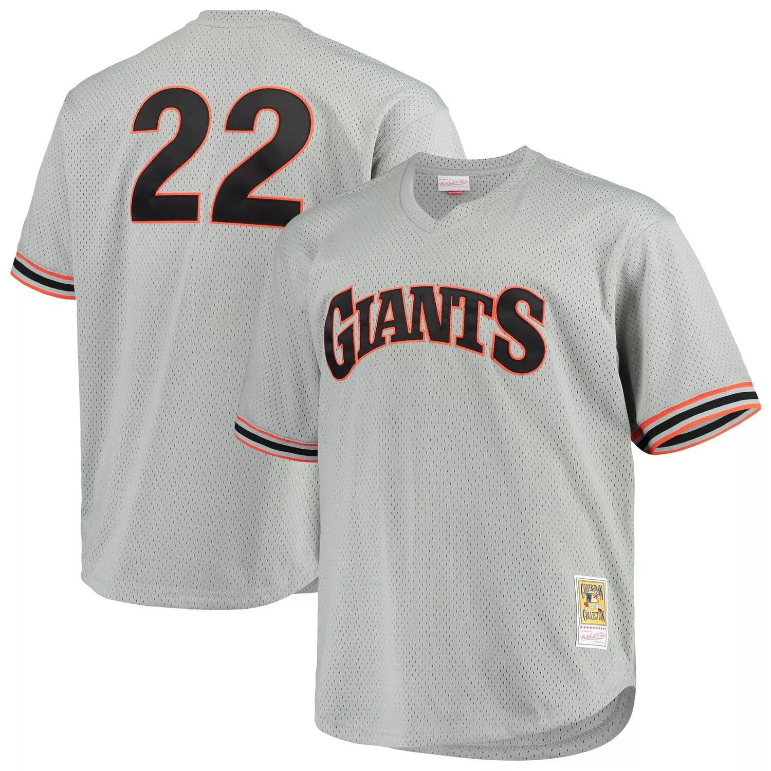 

Мужское тренировочное джерси Mitchell & Ness Will Clark Grey San Francisco Giants Big & Tall Cooperstown Collection, сетчатое тренировочное Джерси