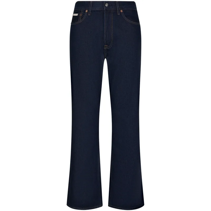 Прямые джинсы с лого-нашивкой в стиле 90-х Calvin Klein, N8D-Denim Dark Blue — фото 3