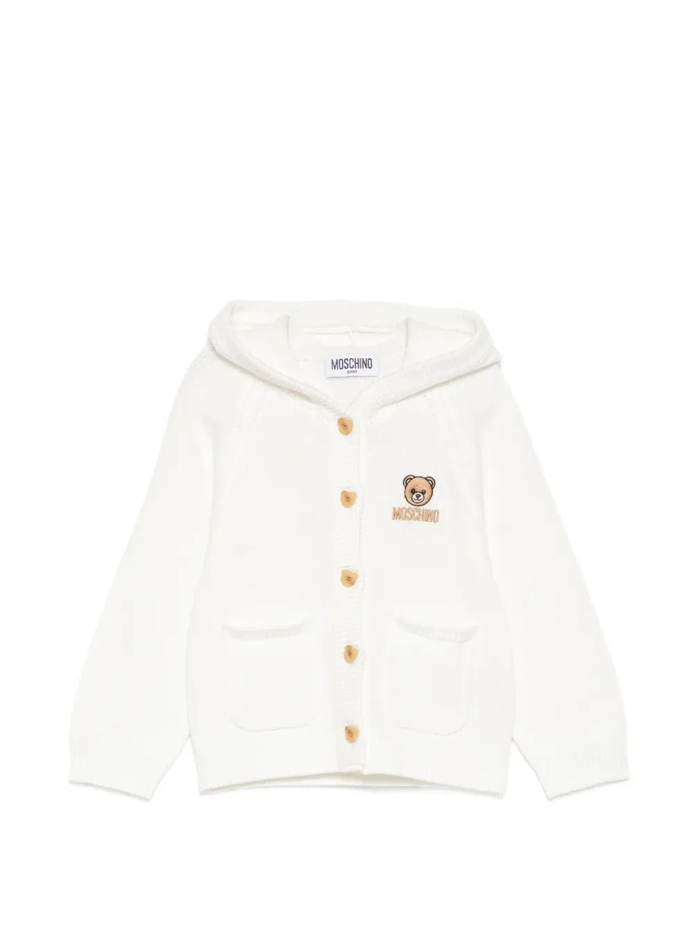 Кардиган с капюшоном и вышитым логотипом Moschino Kids, белый