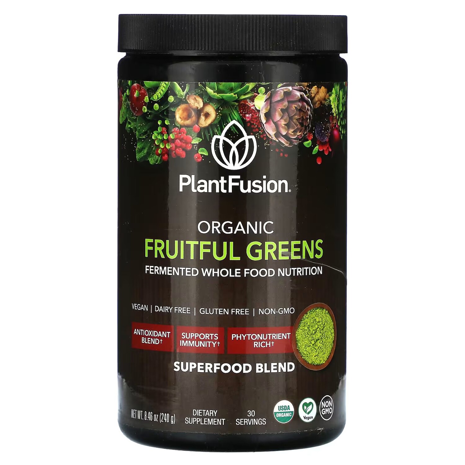 

Органическая фруктовая зелень, 8,46 унции (240 г) Plantfusion