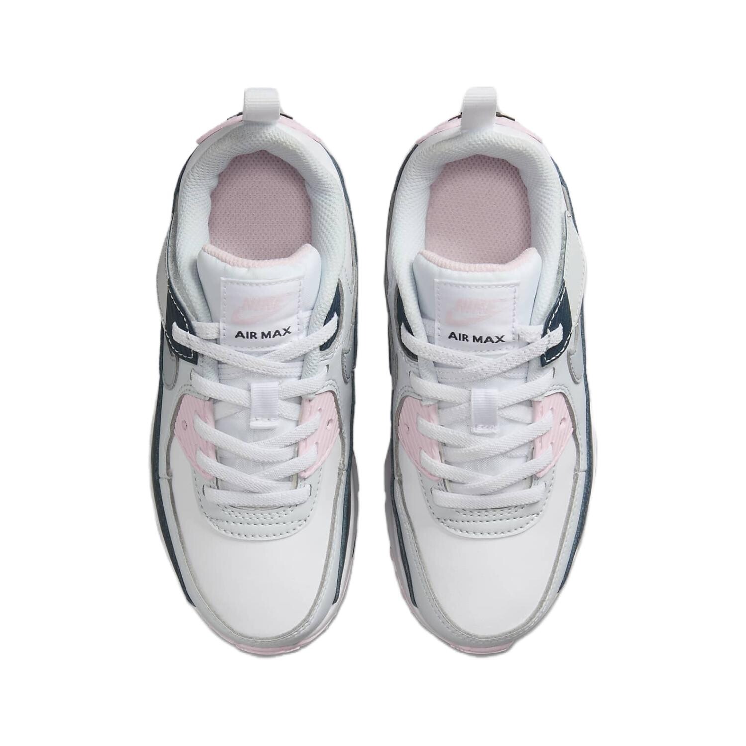 Кроссовки Nike Air Max 90 Kids Lifestyle Shoes PS, белый/розовый/темно-синий/серый — фото 3