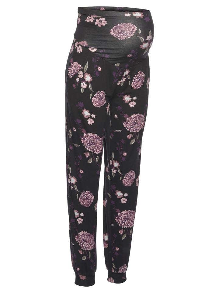 

Neun 9 monate Брюки для беременных черного цвета с цветочным принтом
