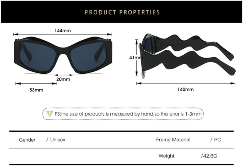 

Солнцезащитные очки с изогнутыми дужками в стиле «кошачий глаз» для женщин, панк-винтаж, солнцезащитные очки с защитой от ультрафиолета UV400 HDUBFY, Black Yellow