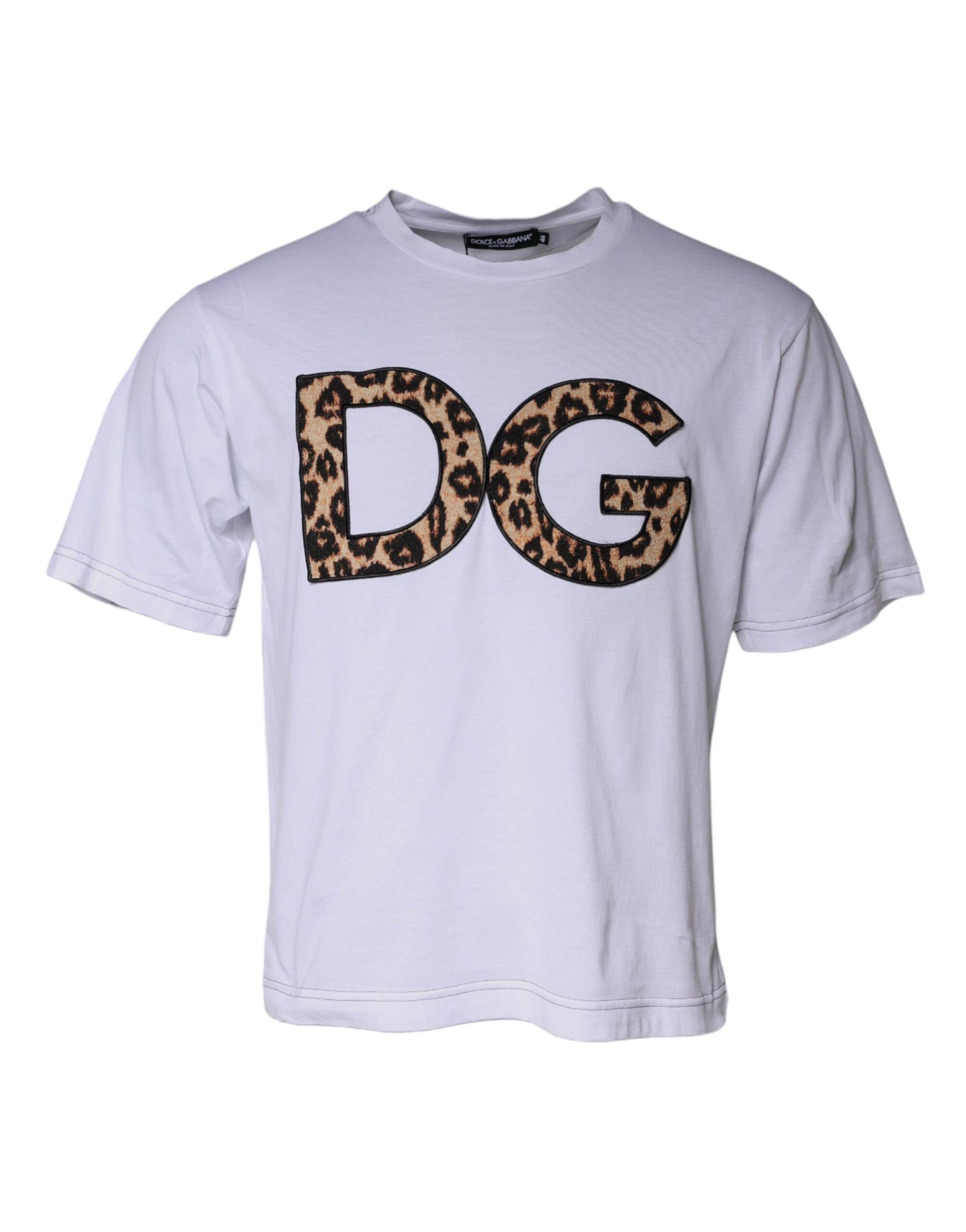 Белая хлопковая футболка с короткими рукавами и логотипом DG Dolce & Gabbana