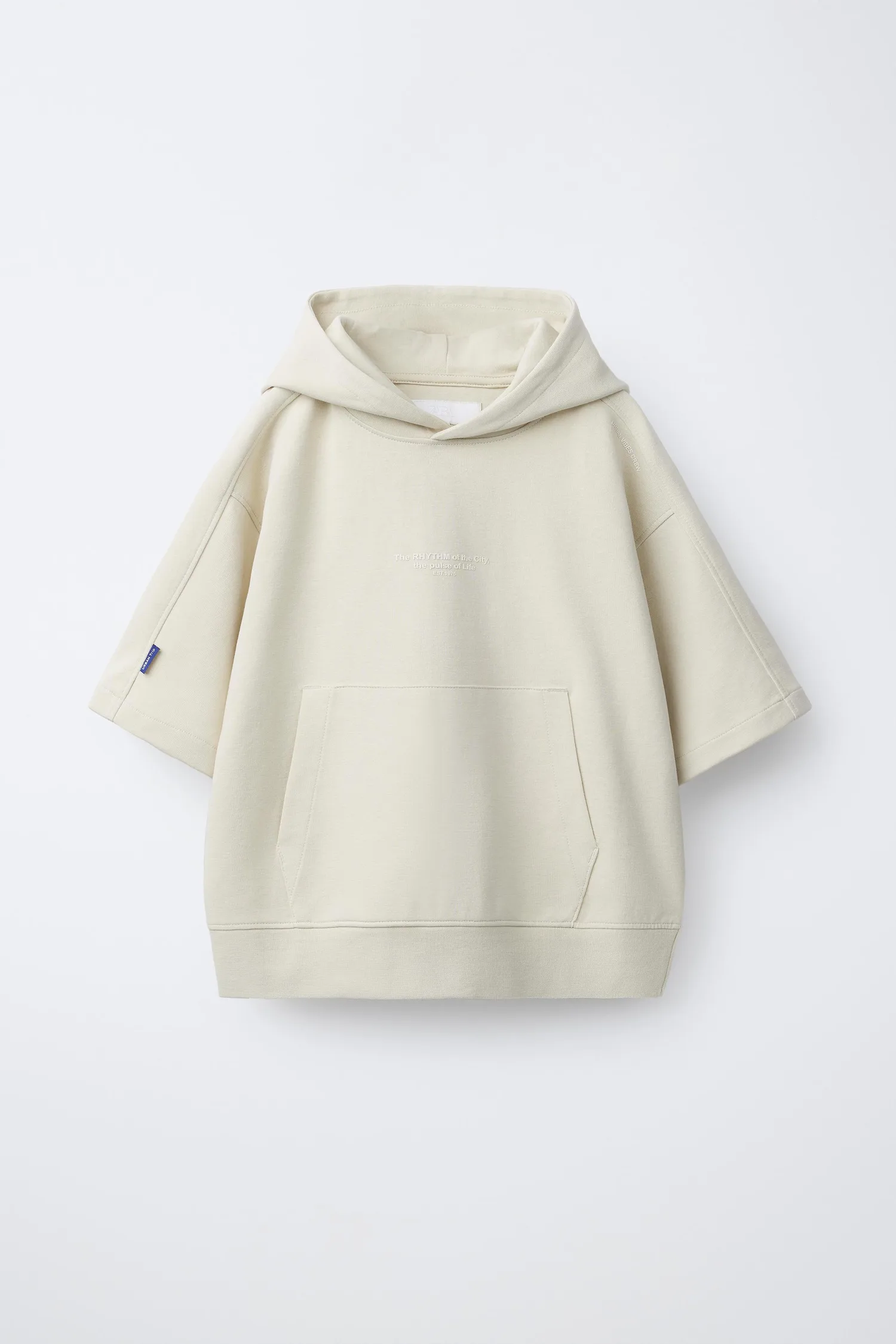 Комплект из толстовки и шорт-бермуд из трикотажа Zara, экрю — фото 2