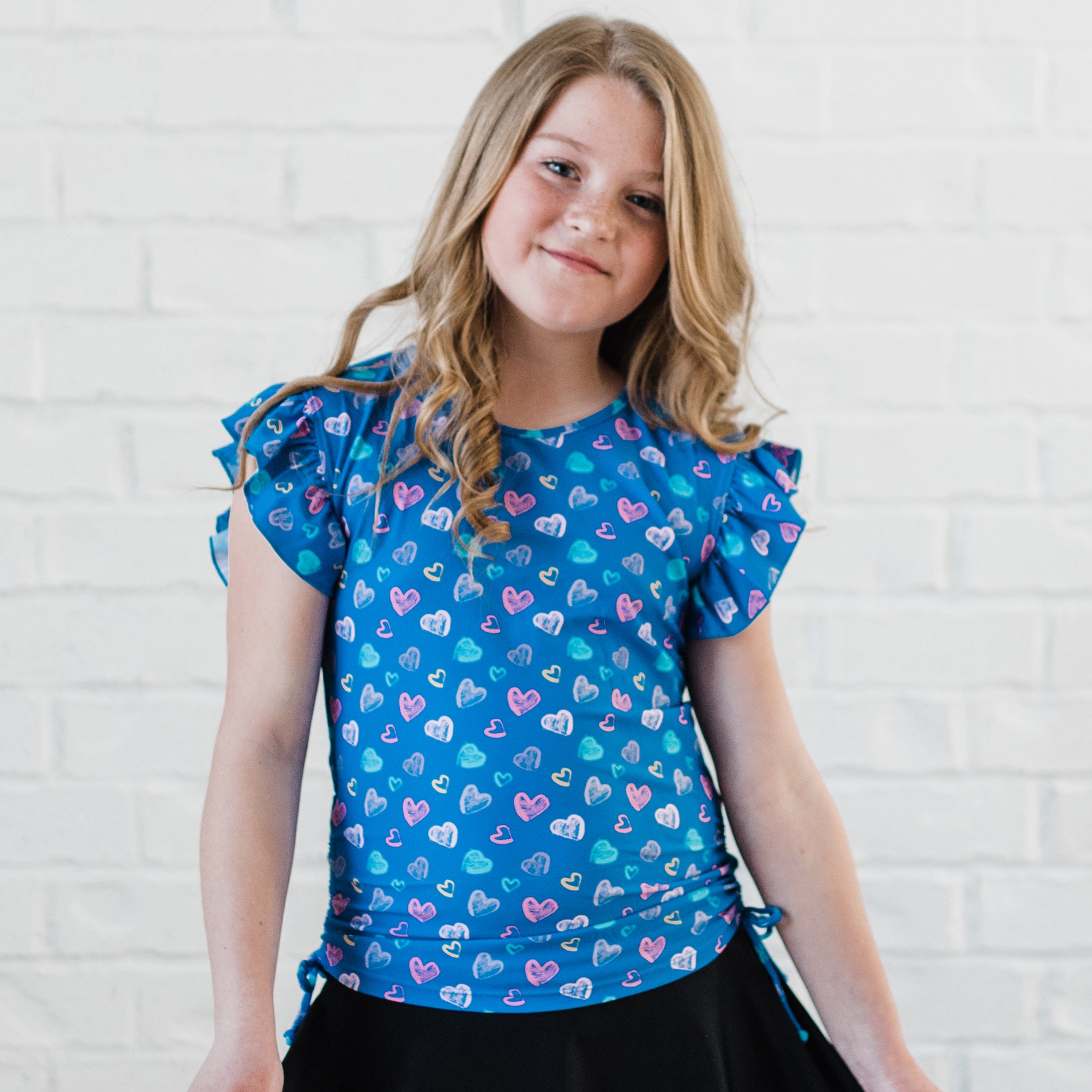 

Топ для плавания Chloe с рукавами-крылышками для девочек Calypsa, цвет heart to heart