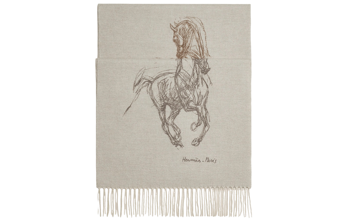 

Шерстяной шарф унисекс экрю HERMES