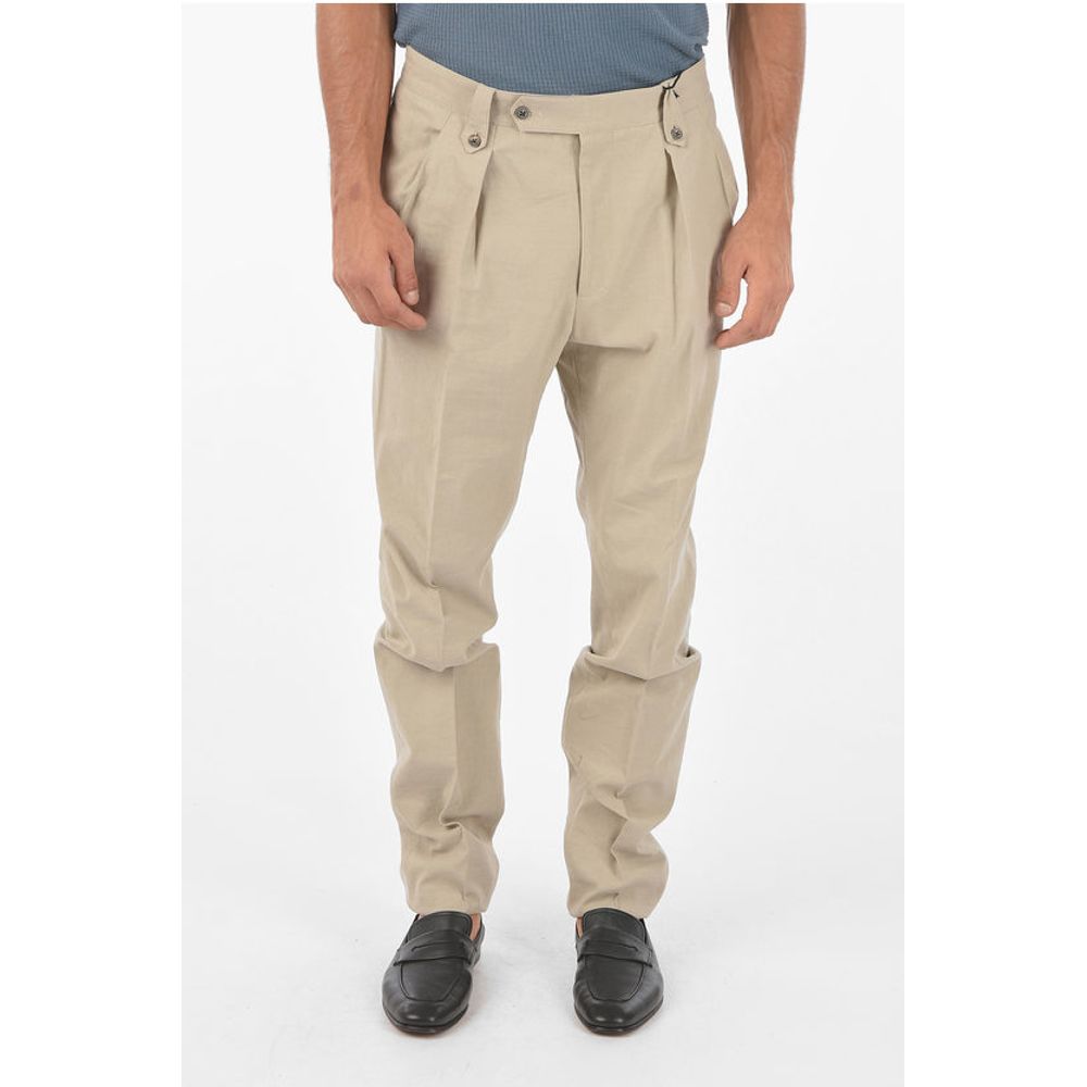 

Брюки-чиносы из льняной смеси с двойной складкой Corneliani, Beige