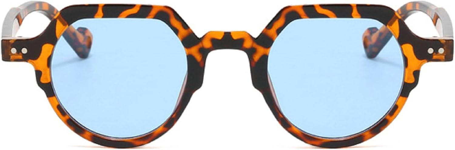 

Модные маленькие овальные солнцезащитные очки для женщин UV400 в винтажном панк-стиле с заклепками, конфетного цвета, женские и мужские солнцезащитные очки с леопардовым принтом N45 mincl, Blue