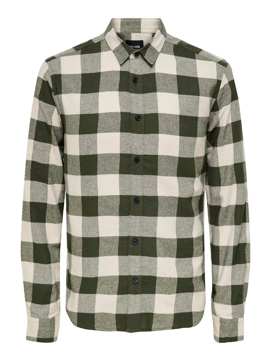 

Клетчатая рубашка Only & Sons Slim fit Button Up Shirt, цвет ecru/dark green