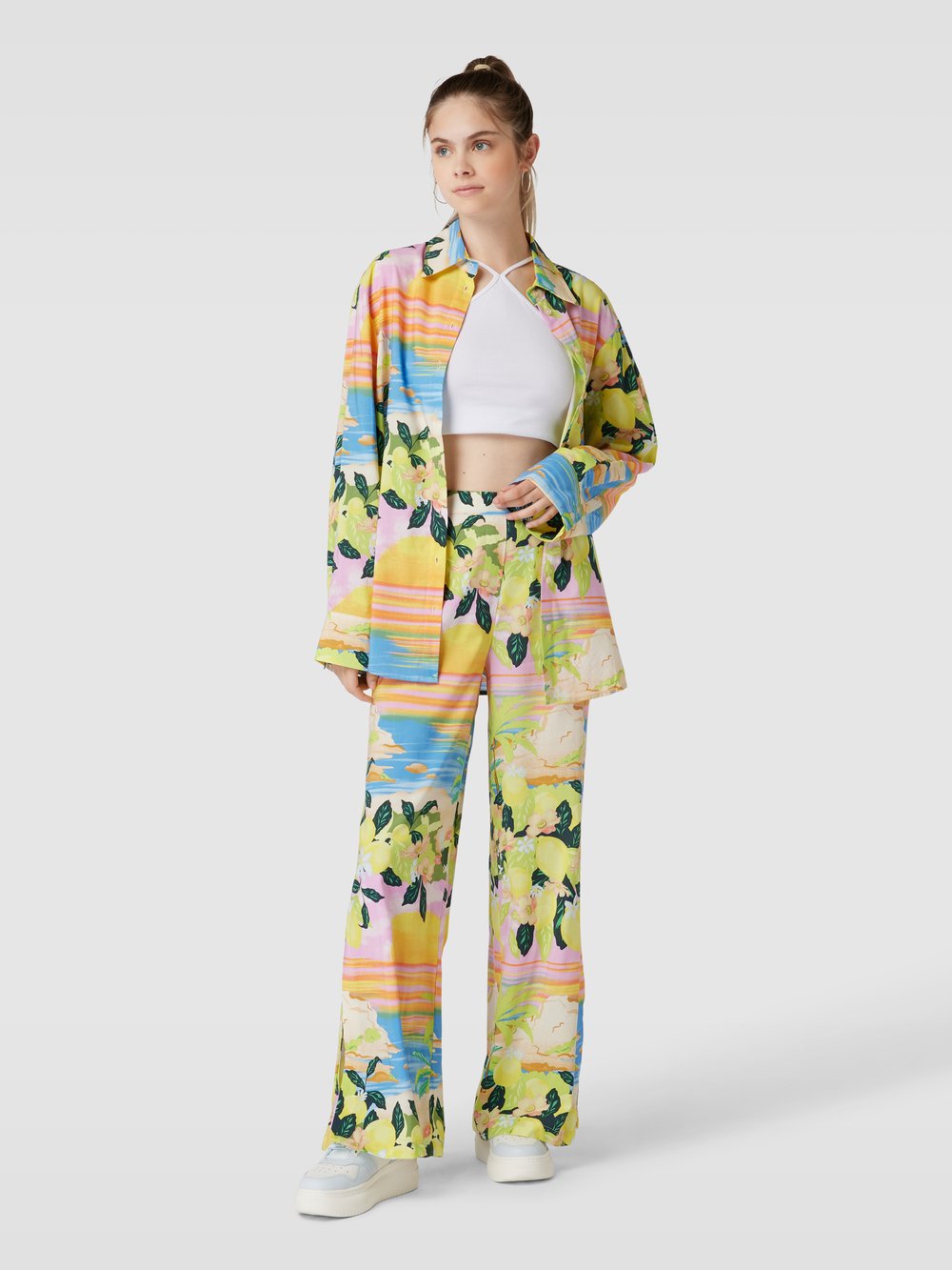 

Брюки из ткани с принтом по всей поверхности, модель «Корина» EDITED, желтый