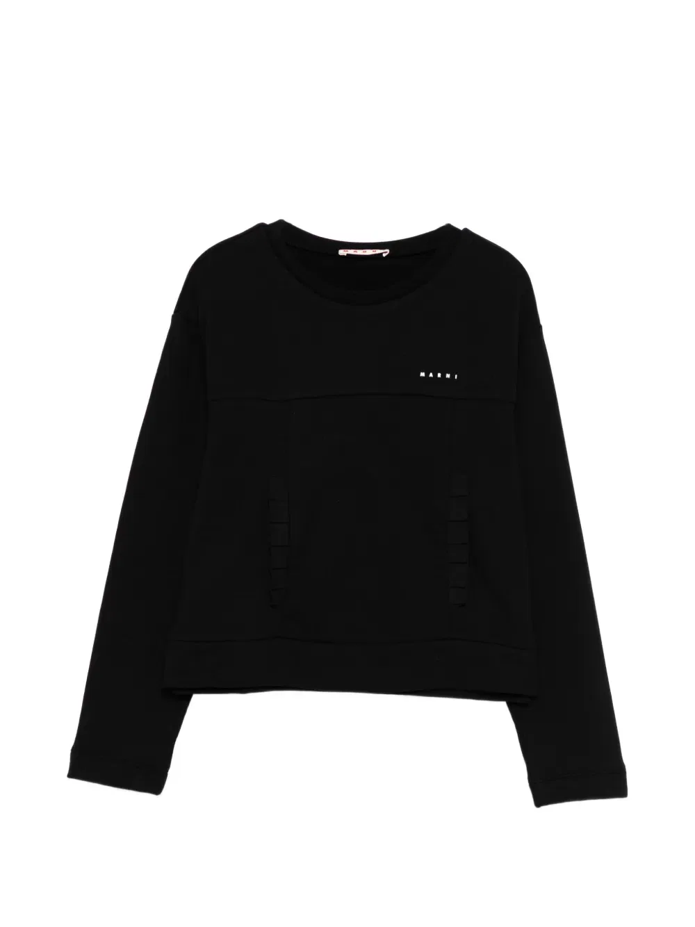 Хлопковая толстовка с оборками на карманах Marni Kids, черный