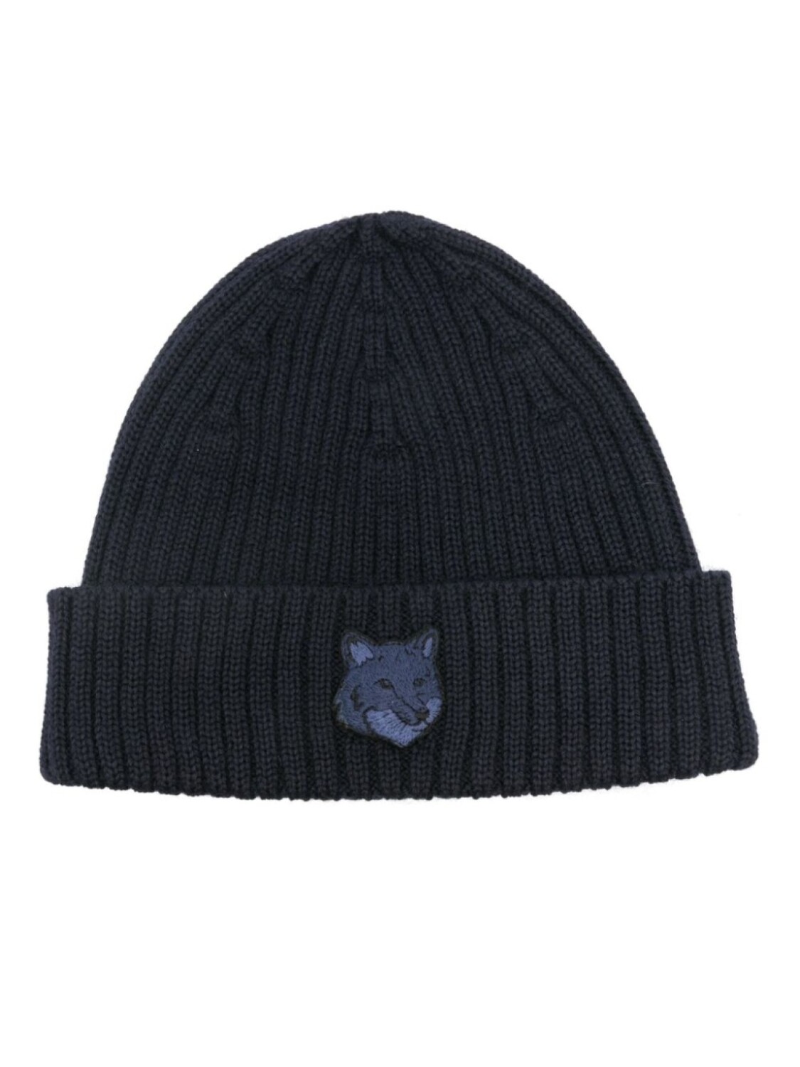 

Maison Kitsuné шапка бини Bold Fox Head в рубчик, синий