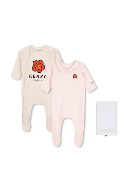 Комбинезон для малышей с принтом 2 шт Kenzo kids, бежевый