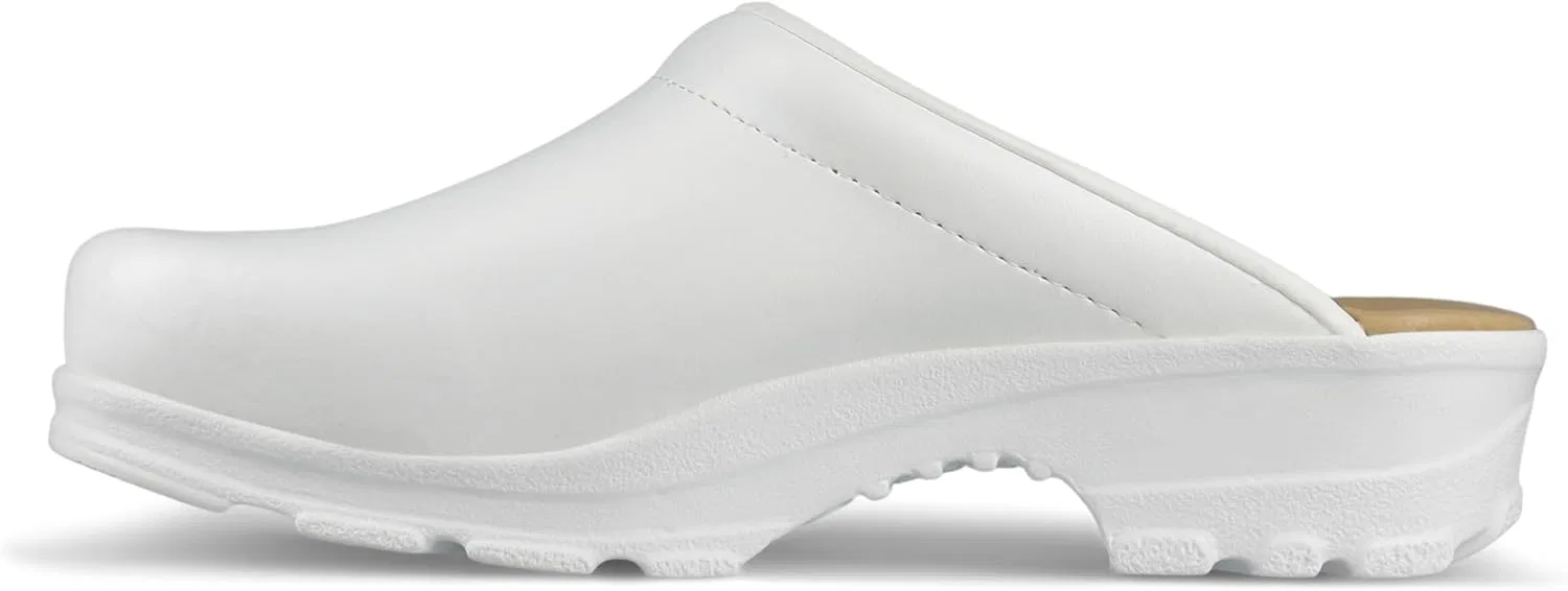 Сабо SIKA Unisex Flex offener, rutschfeste PU-Laufsohle, bequeme Schuhe für medizinisches Personal,weiches LBS-Fußbett, Permair-Leder,stoßdämpfender Clog für Industrie, Küche (HORECA) Arbeit & Freizeit, White