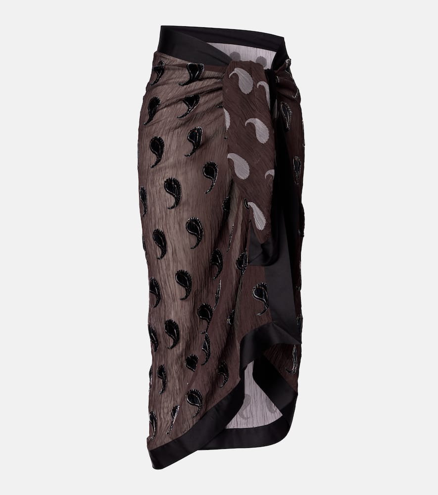 

Пляжная накидка из смесового шелка с узором пейсли Tory Burch, Brown Paisley