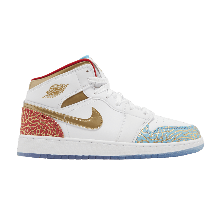 

Кроссовки Air Jordan Air Jordan 1 Mid GS 'NC to Chi', белый