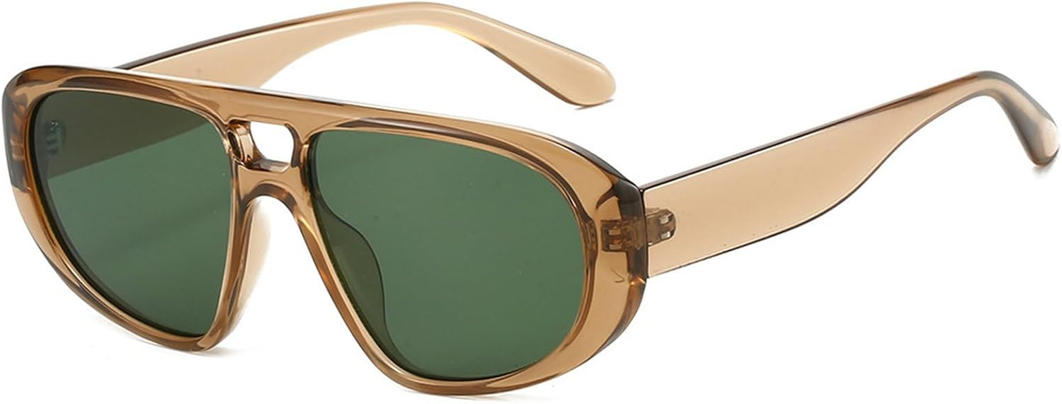 

Модные солнцезащитные очки-пилот для женщин в стиле ретро-винтаж 70-х годов с защитой от УФ-излучения, массивные солнцезащитные очки-пилот 2025 года mincl, Brown Green