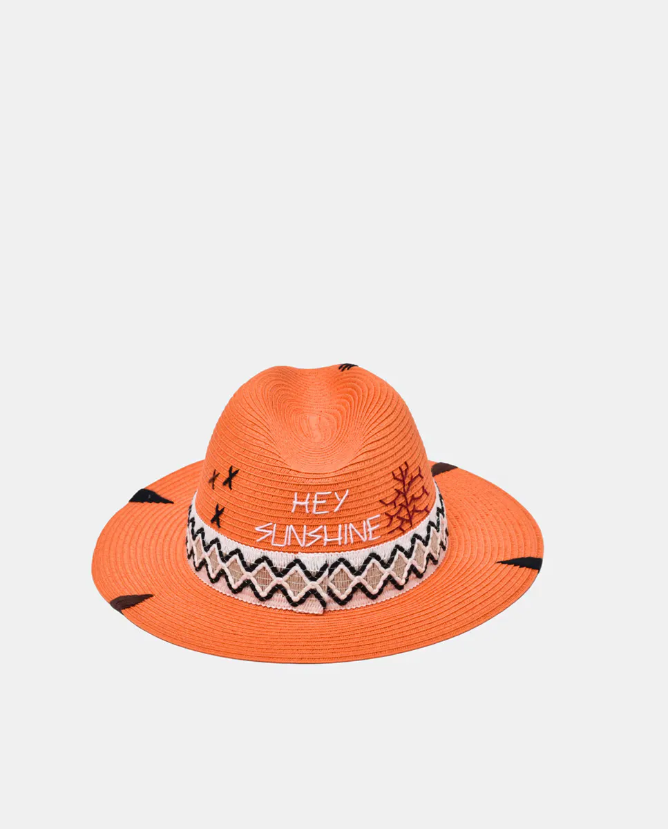 

Соломенная шляпа с посланием The hat gang, оранжевый
