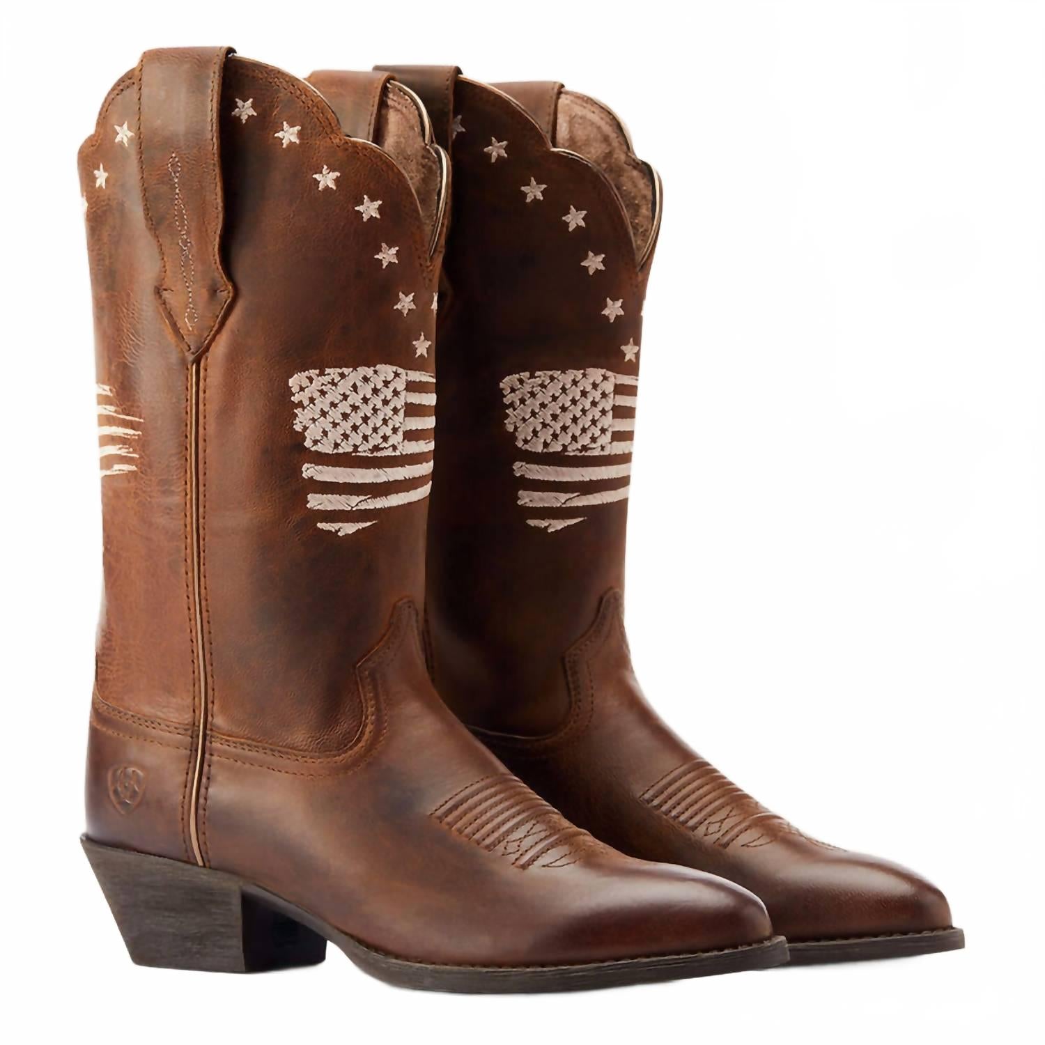 Женские ковбойские сапоги ARIAT Heritage Liberty кожаные с вышивкой, коричневый