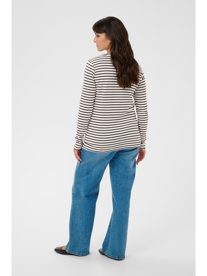 

KAFFE curve Рубашка с длинными рукавами KClia, стандартный крой, цвет Chalk/Black Coffee - Red Heart