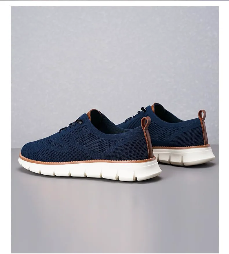 Мужские повседневные туфли Oxfords, деловые сетчатые туфли для ходьбы, модные удобные кроссовки для тенниса и прогулок, шнуровка, дышащие, легкие, с мягкой подошвой, для работы на улице, кроссовки Breeze XDFVC, темно-синий — фото 4