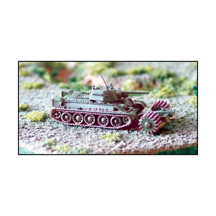 

Т-34 образца 1943 г. с ПТ-3 Минный каток, WWII Micro Armour - Russia - Tanks (1:285)