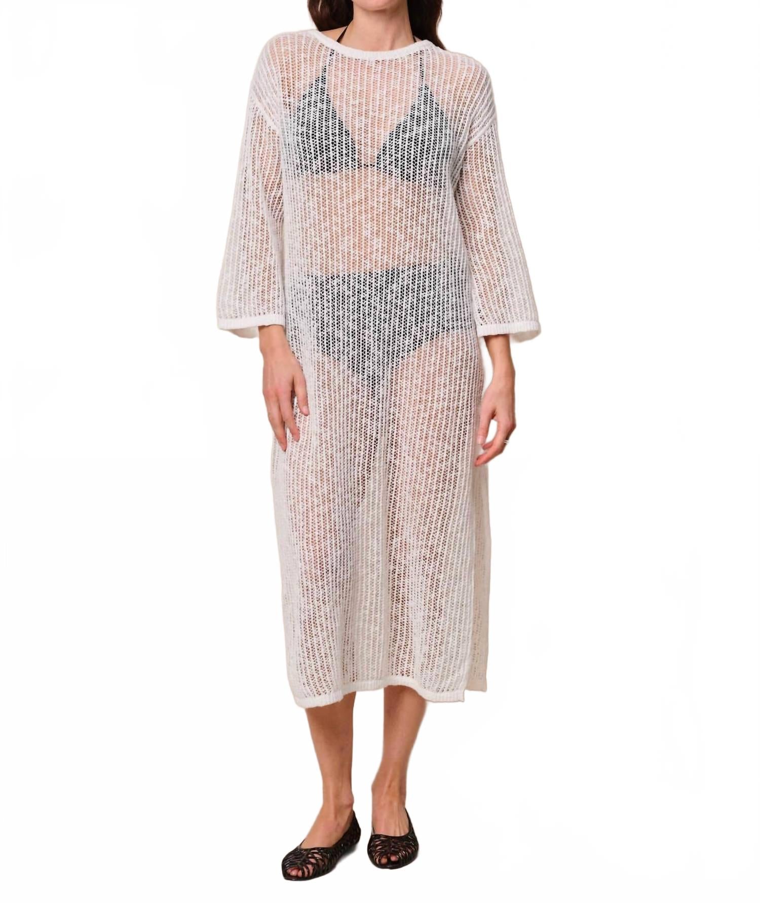 

Открытый свитер-платье с двойным разрезом в кремовом цвете Stateside