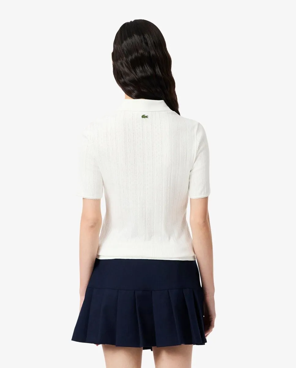 Женская футболка-поло Lacoste, облегающего кроя, белый — фото 3