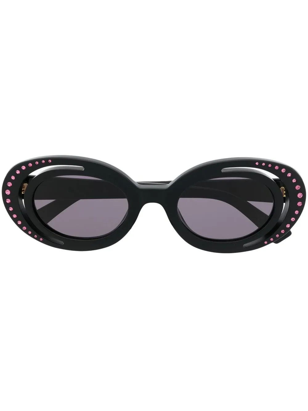 

Солнцезащитные очки в овальной оправе с кристаллами Marni Eyewear, черный