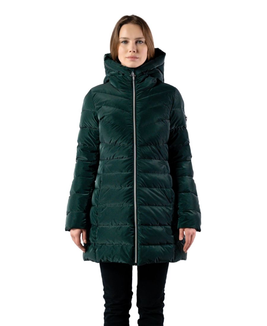 

Женское длинное пальто Robin средней плотности Очень длинные рукава Woodpecker, Green diamond