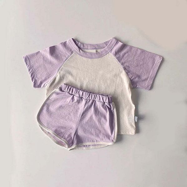 

Комплект из топа с круглым вырезом и шорт летний хлопковый Mykids-Usa, Purple