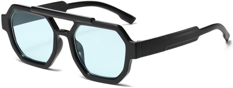 

Солнцезащитные очки UV400 с двойной перемычкой для мужчин и женщин, с прозрачными градиентными линзами, для занятий спортом на открытом воздухе и путешествий UYPTK, Black Blue