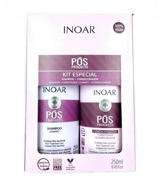 

Inoar pos progress Set после кератинового выпрямления волос, шампунь и кондиционер 2x250 мл
