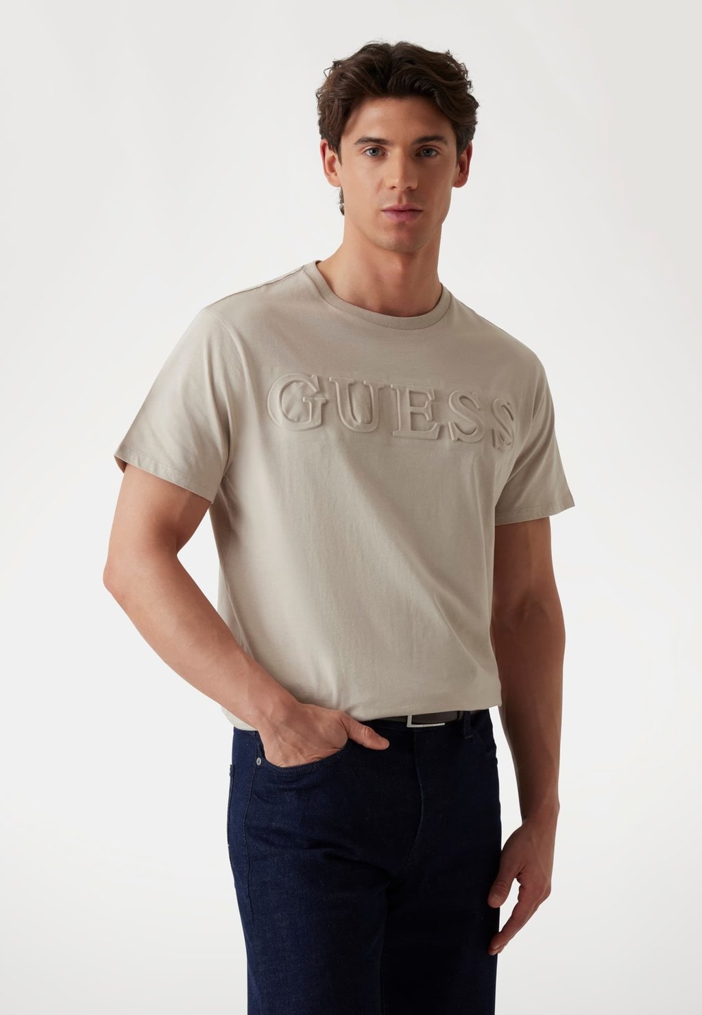 

Футболка с принтом LOGO EN RELIEF Guess, бежевый