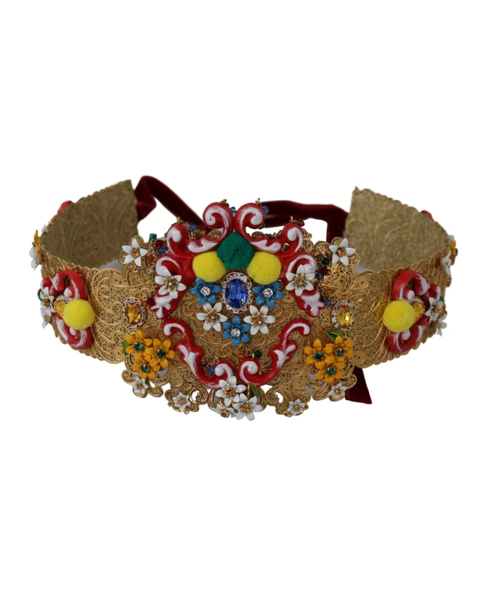 

Поясной ремень с кристаллами Dolce & Gabbana, желтый