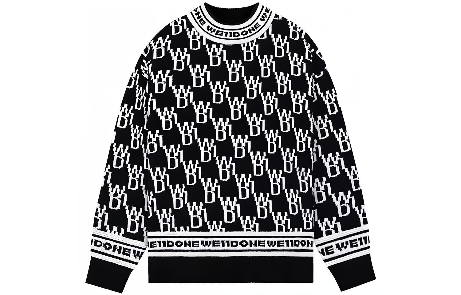 

Свитер с круглым вырезом и принтом по всей поверхности WE11DONE, черный